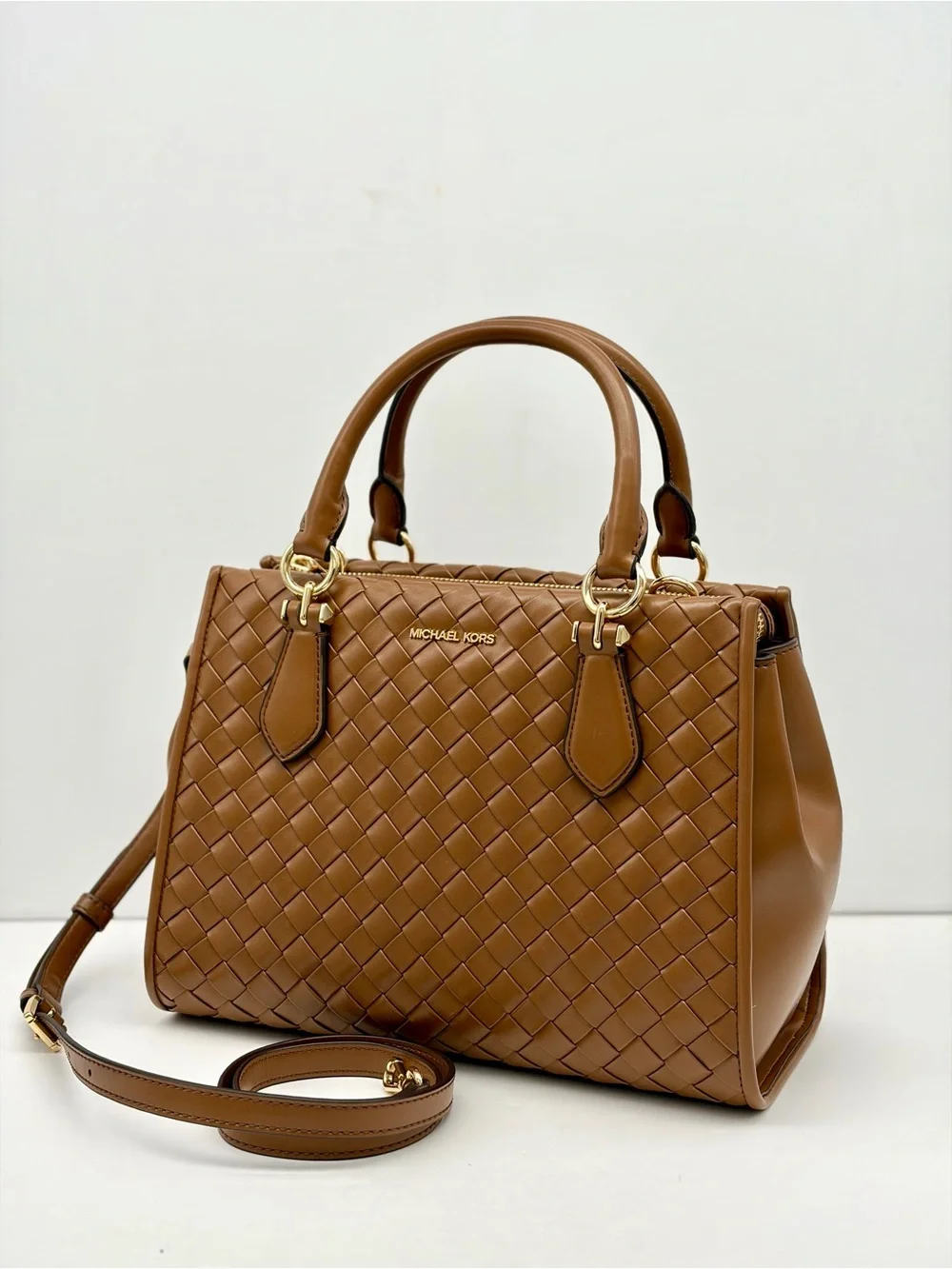 MICHAEL KORS Marilyn Medium Woven Satchel Crossbody Luggage